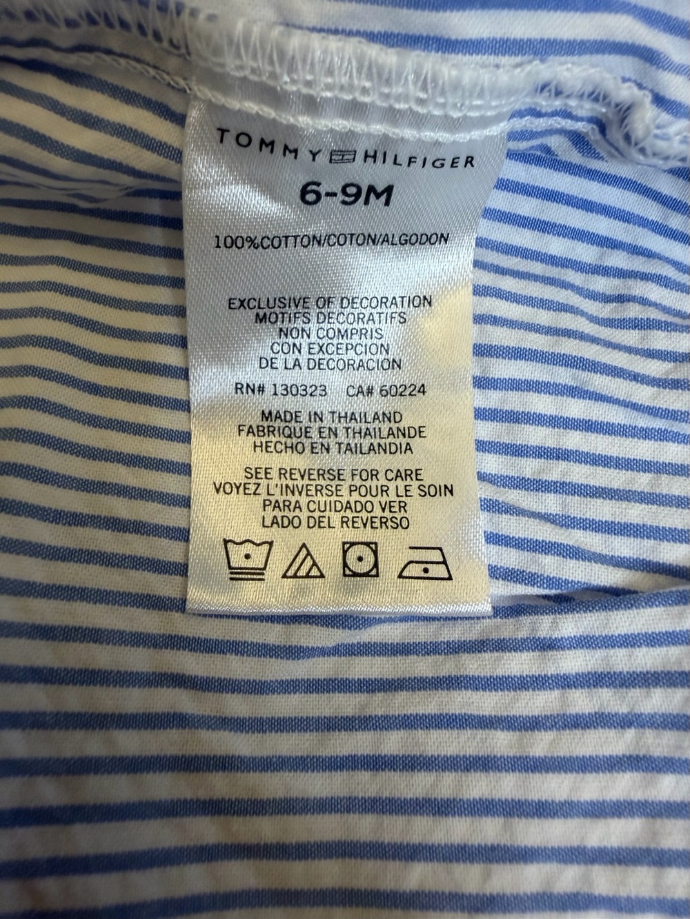 Tommy Hilfiger Striped Dress Shirt Bodysuit Romper 6-9M - Picture 6 of 6